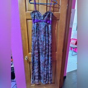 Vintage BCBG Purple Multi-Print Maxi Dress